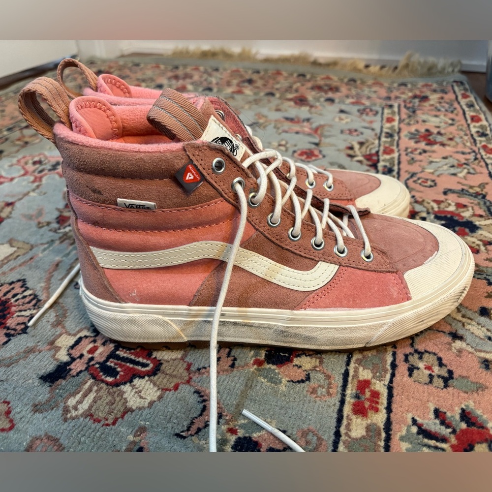 Vans Pink and Cream High-Top Sneakers